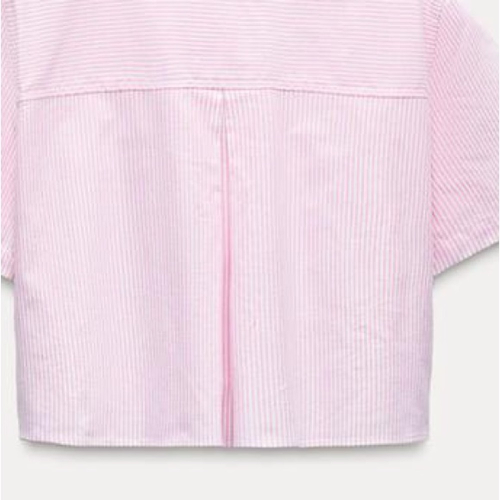 Zara Pink Striped Button Down Shirt - Picture 7 of 10